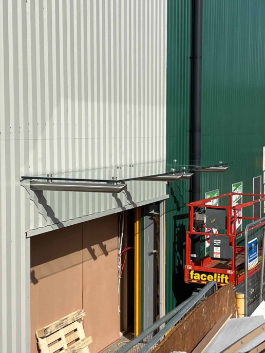 Middleton Structures installing a roller shutter for Travis Perkins Worcester